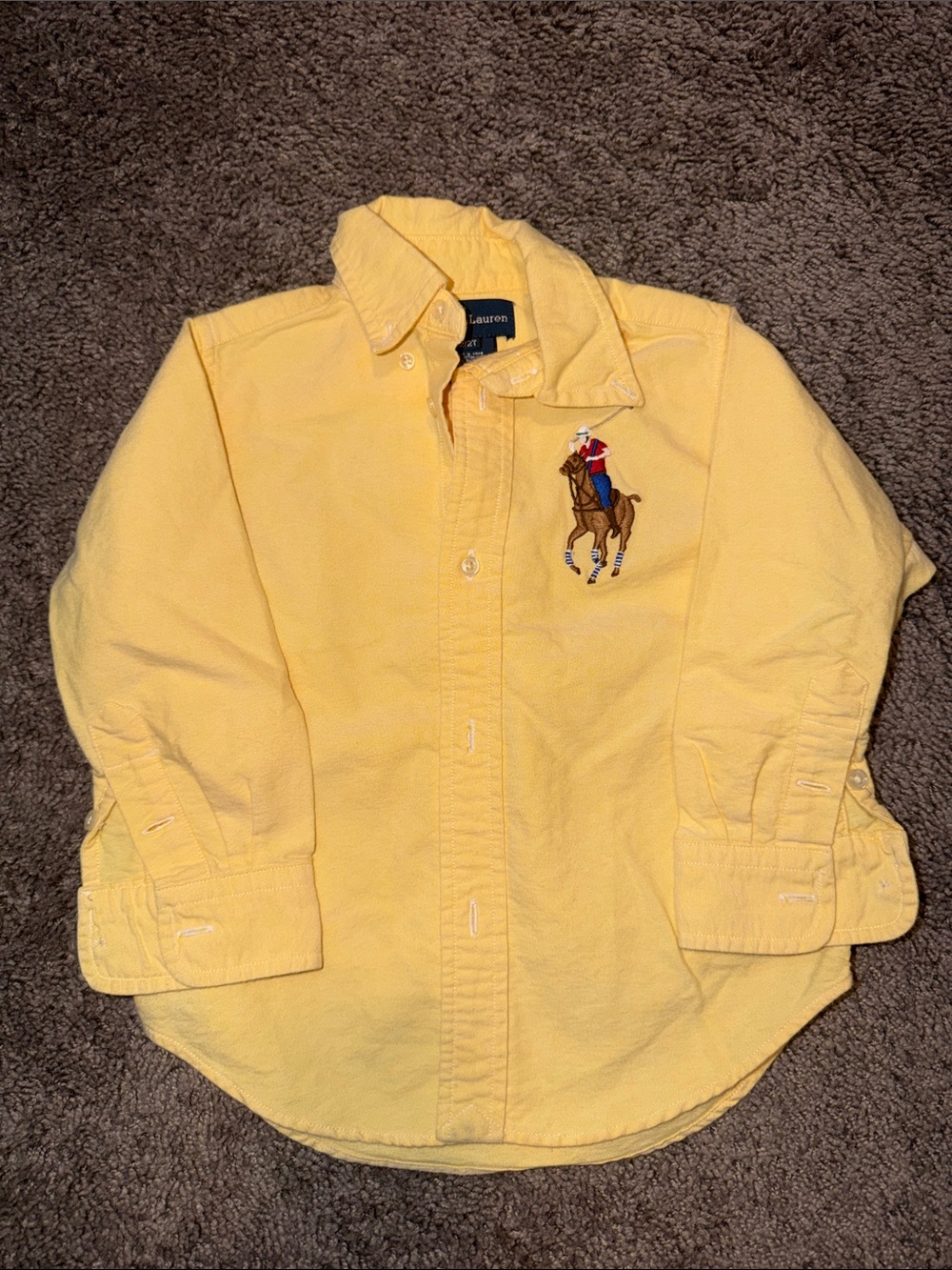 Ralph Lauren Yellow Button-Down Polo Player Oxford Shirt